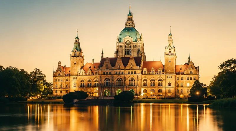 Neues Rathaus in Hannover am Maschteich